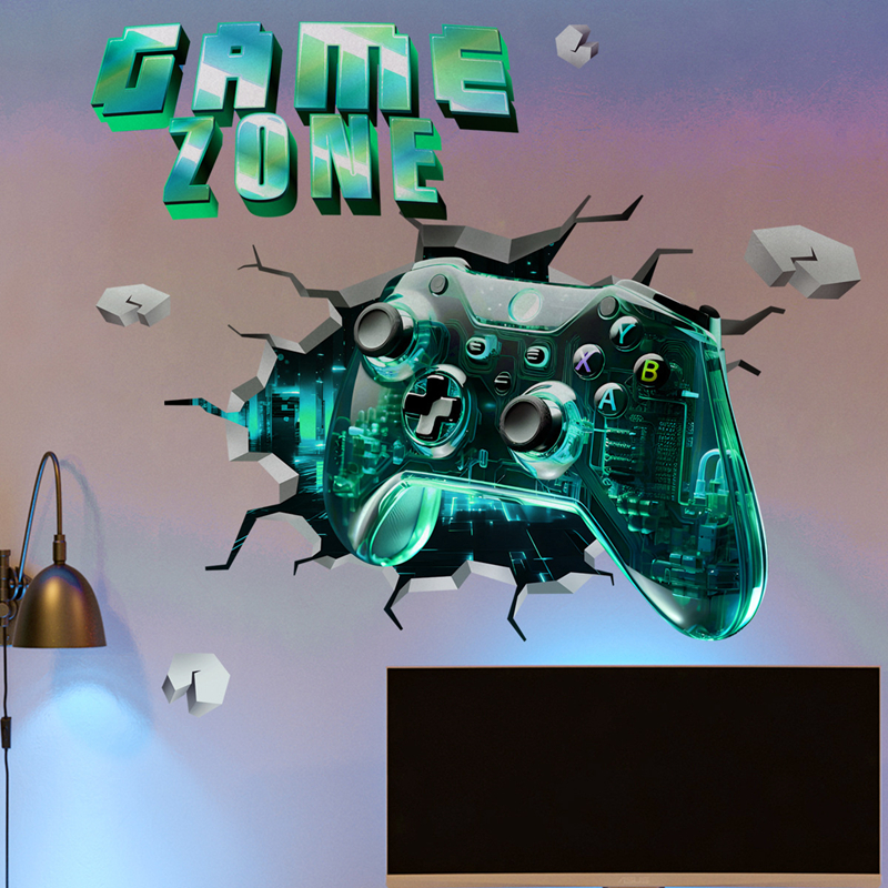 Gaming Accessories Wallpaper - Game Zone Gaming Mural Broken Wall
