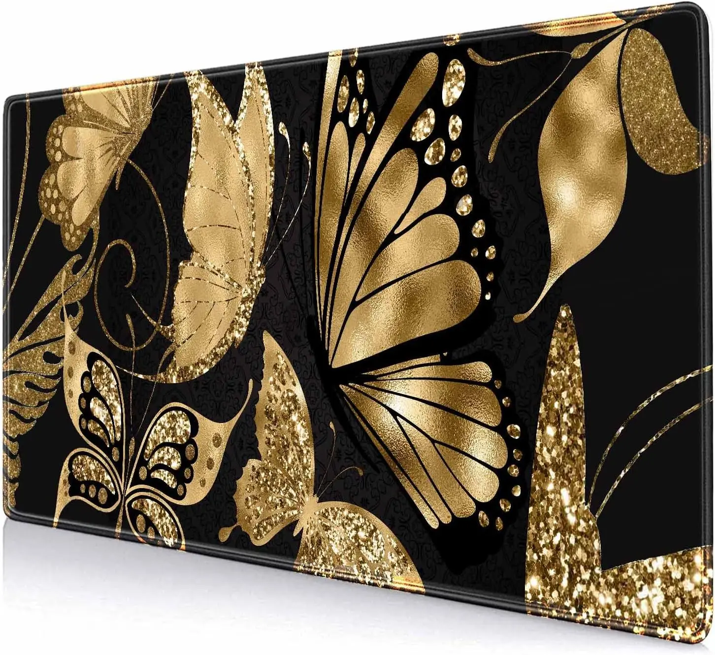 Gaming Mouse Pad Xl - Black and Gold Desk Mat 35.4x15.7