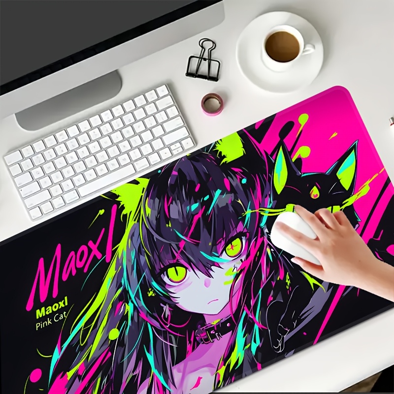 Essential Gaming Accessories - Anime Girl & Cats Mouse Pad