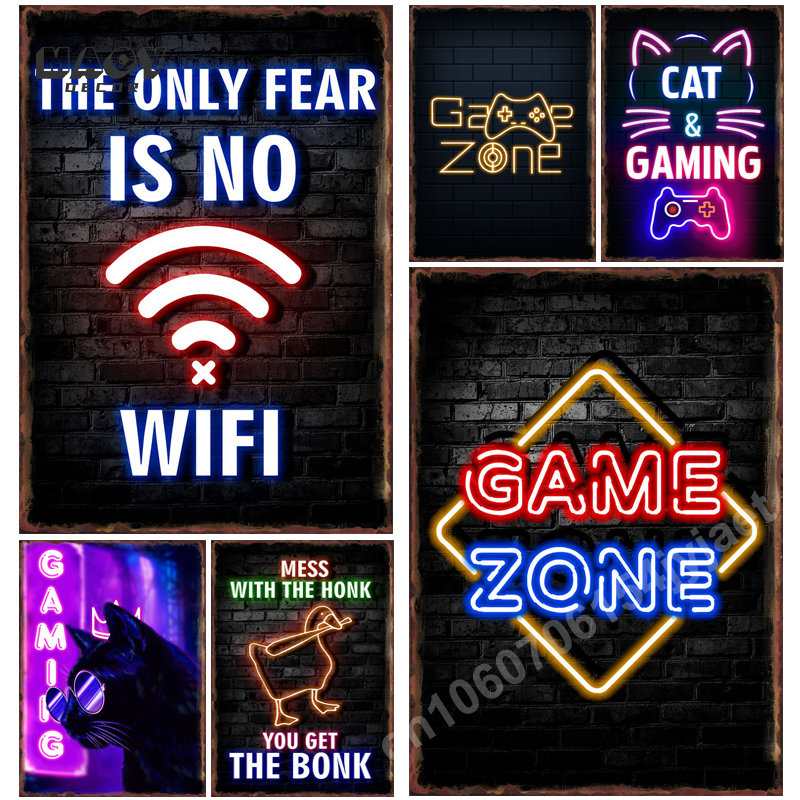 Neon Gaming Zone Metal Tin Sig - Gaming Accessories Europe บทวิจารณ์และราคา