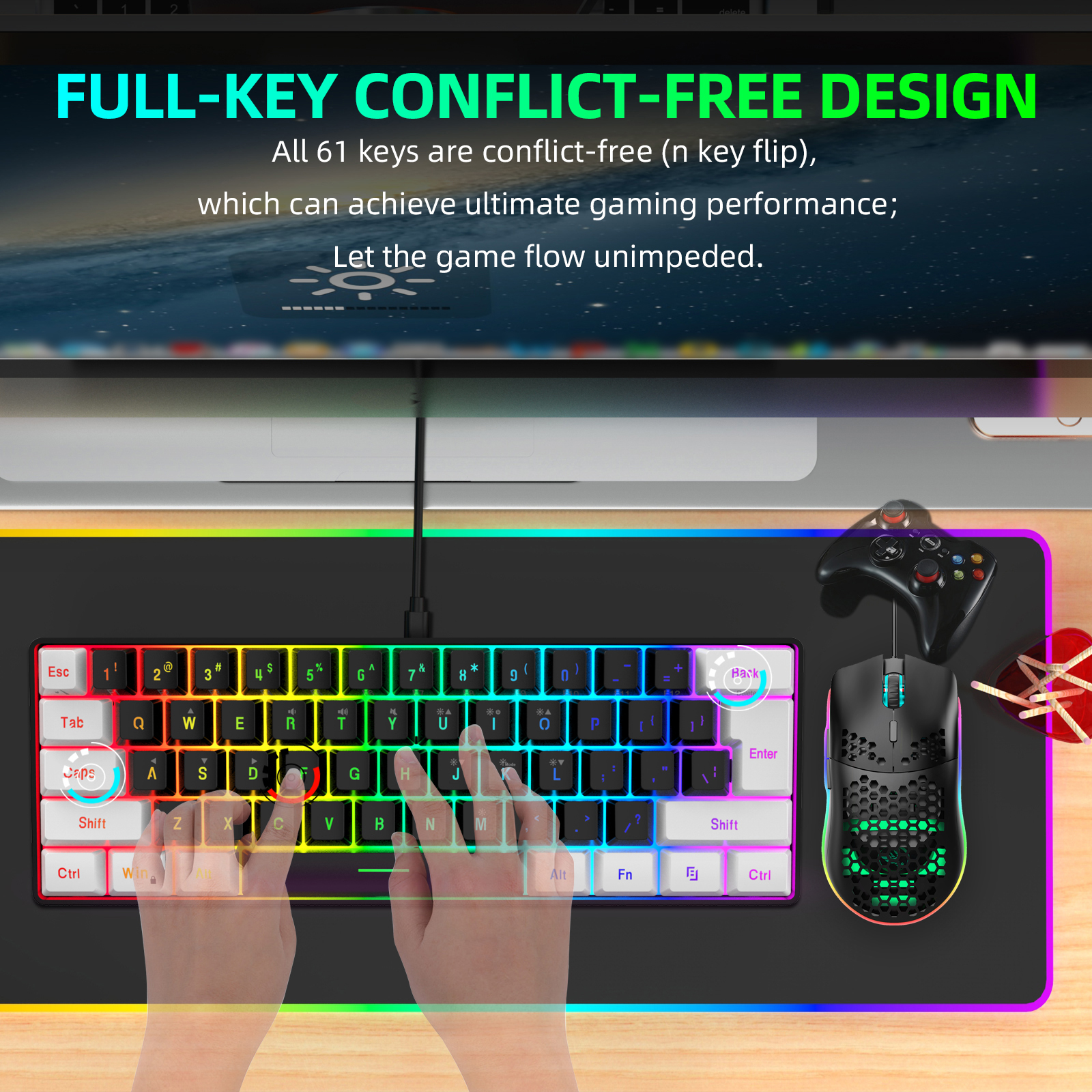 Hot sale HXSJ 60% wired gaming - Gaming Accessories Combo บทวิจารณ์และราคา