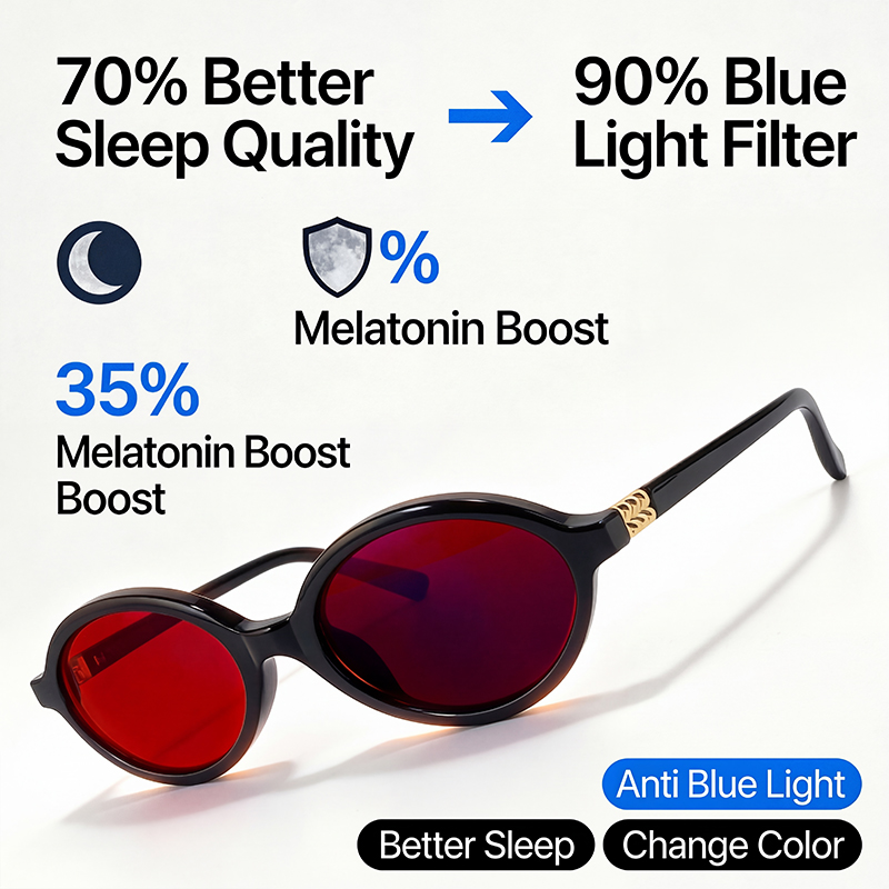 Anti Blue Light Blocking Oval  - Gaming Glasses Tinted บทวิจารณ์และราคา
