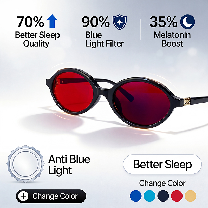 Anti Blue Light Blocking Oval  - Gaming Glasses Tinted บทวิจารณ์และราคา