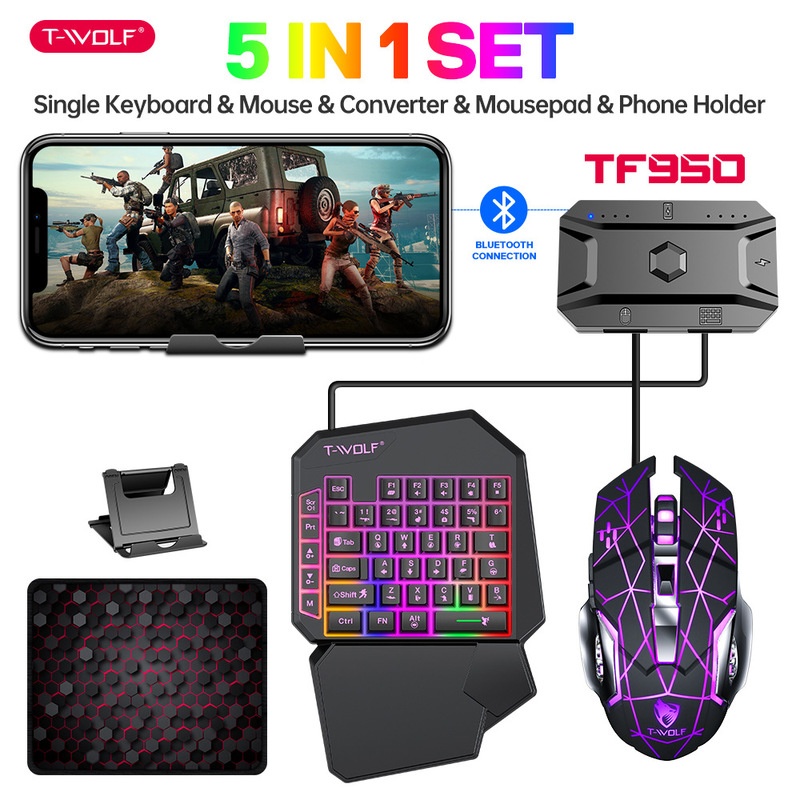 T-Wolf Tf950 5 In 1 One Handed - Gaming Accessories Combo บทวิจารณ์และราคา