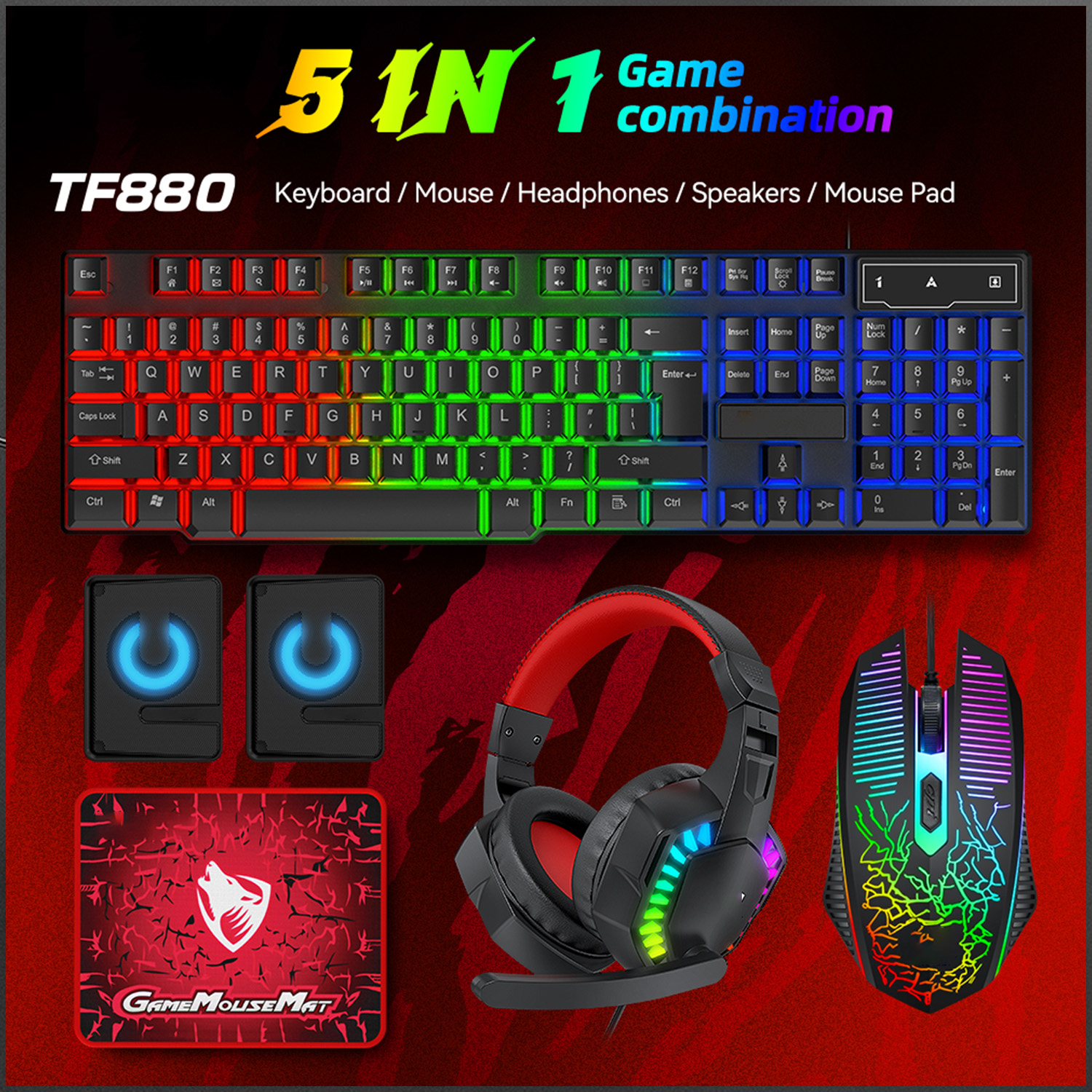 5-in-1 Set Gaming Combo Keyboa - Gaming Accessories Combo บทวิจารณ์และราคา